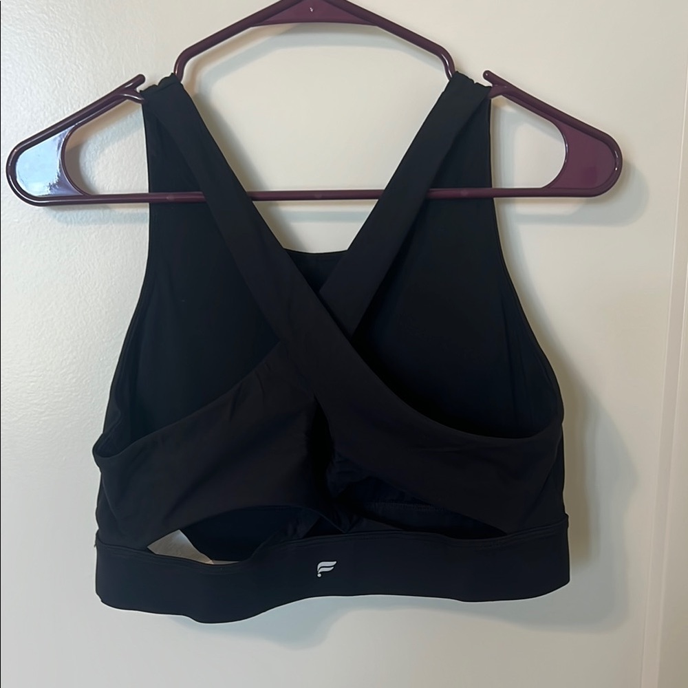 Fabletics Black Intimates Sports Bra with Wrap-Style Front